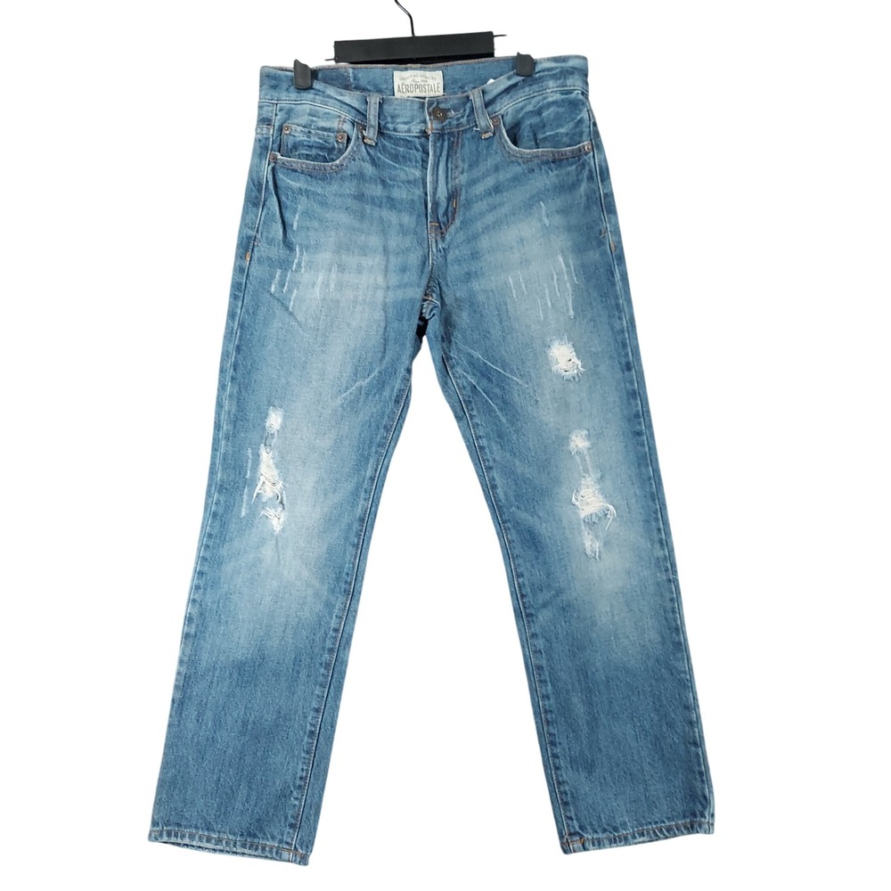 Aeropostale Essex Straight Leg Jeans Men 28x28 (Fits 28x26) Distressed Ripped